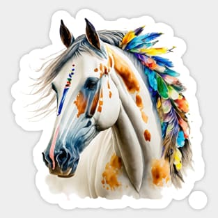 Native Horse With Feathers Sticker